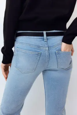 Flared Low Jeans - Bleu denim clair — photo 2