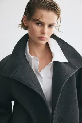 Veste à col entonnoir en feutre - Gris foncé — photo 3