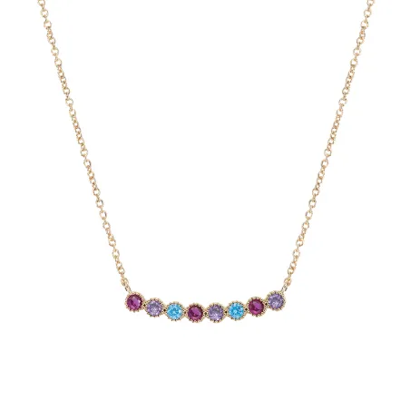Collier Plaqué or - Oxyde de Zirconium Fuschia violet bleu Go Mademoiselle 604121