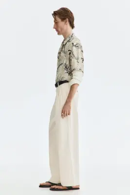 Pantalon large Loose Fit - Crème — photo 4
