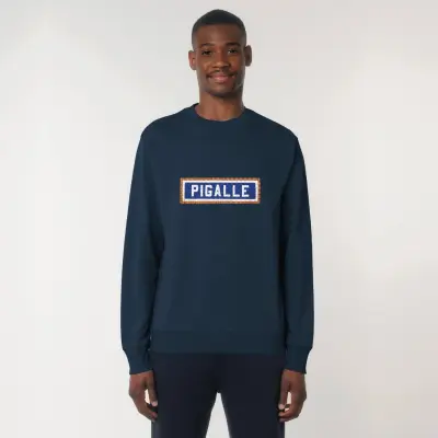 SWEAT-SHIRT COTON BIO BRODÉ - PIGALLE - NAVY — photo 4
