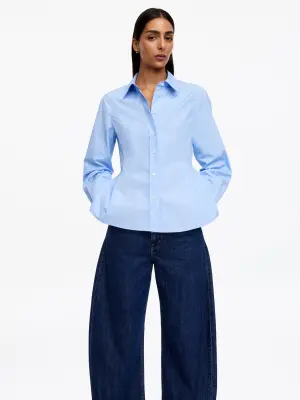 Chemise cintrée en popeline de coton - Bleu ciel — photo 3