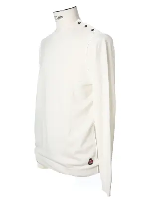 Pull col rond manches longues en maille fine blanc écru Taille L — photo 2