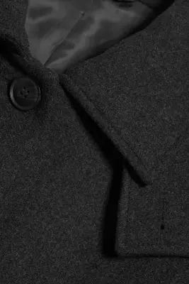 Manteau oversize en laine mélangée à boutonnage simple - Gris foncé chiné — photo 5