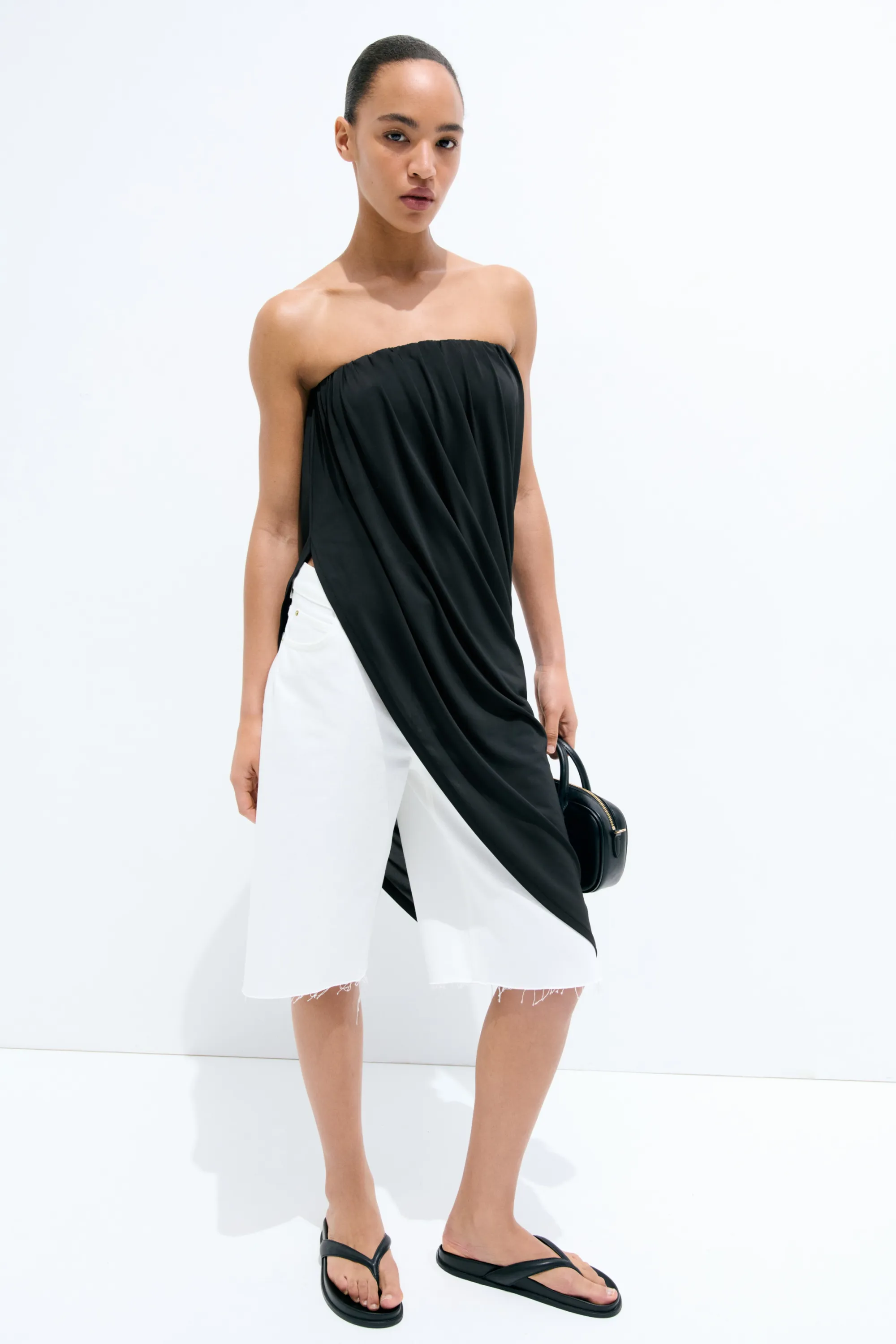 Top bandeau asymétrique - Noir