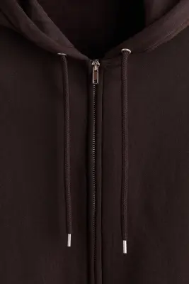 Veste à capuche zippée Loose Fit - Marron foncé — photo 5