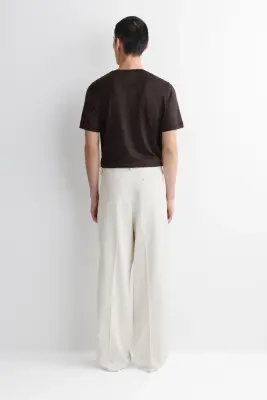 PANTALON EN DENIM À PLIS DÉCONTRACTÉ LARGE - BLANC — photo 4