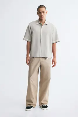 Chemise texturée Relaxed Fit - Grège clair — photo 1