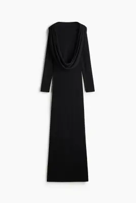 Robe à dos bénitier en maille fine - Noir — photo 5