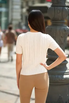 Talina Cable Knit Top - Cream — photo 2