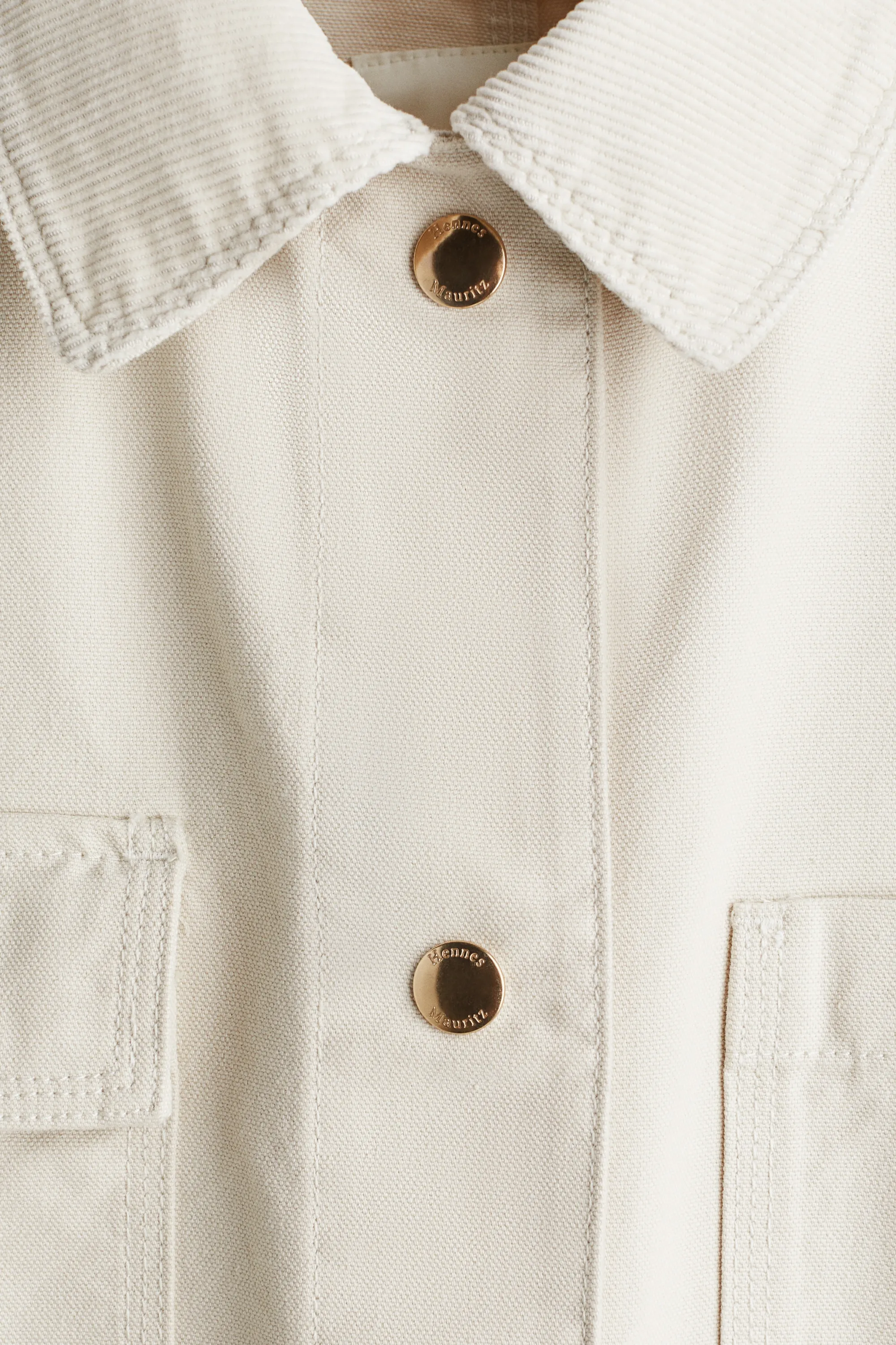 Veste avec col en velours côtelé - Beige clair