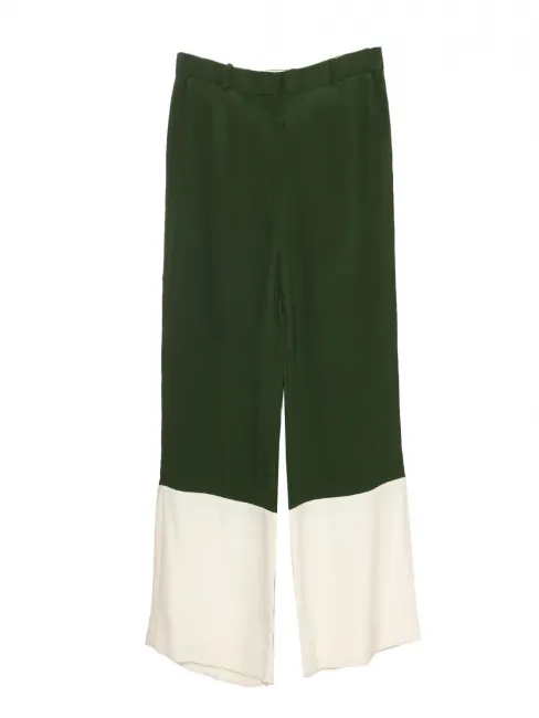 Pantalon par Phoebe Philo droit en crêpe vert et blanc Prix boutique 1200€ Taille 38