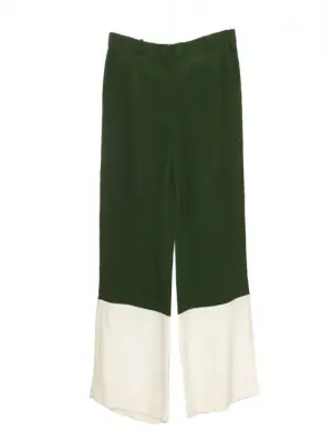 Pantalon par Phoebe Philo droit en crêpe vert et blanc Prix boutique 1200€ Taille 38 — photo 1