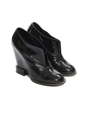 Bottines à talon compensé en cuir verni noir Prix boutique 600€ Taille 39 — photo 5