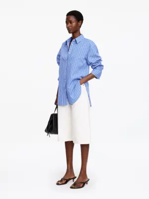 Chemise ample en coton et soie - Bleu — photo 2
