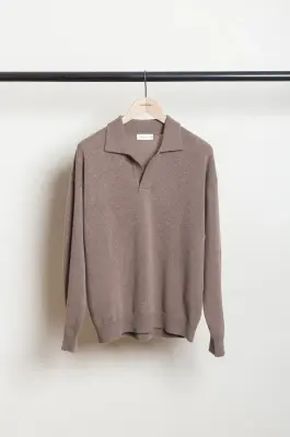 Roberto Collina – Knit LS Skipper Polo Neck Sweater – Tortora