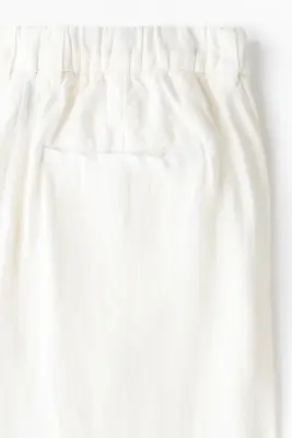 Pantalon large Loose Fit en lin - Ivoire — photo 4