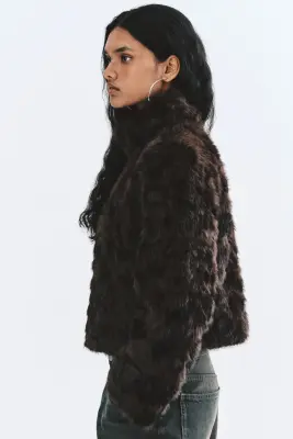 Veste duveteuse avec col entonnoir - Marron — photo 4