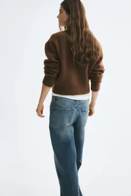 Gilet en mohair mélangé avec perles fantaisie - Marron foncé — photo 3