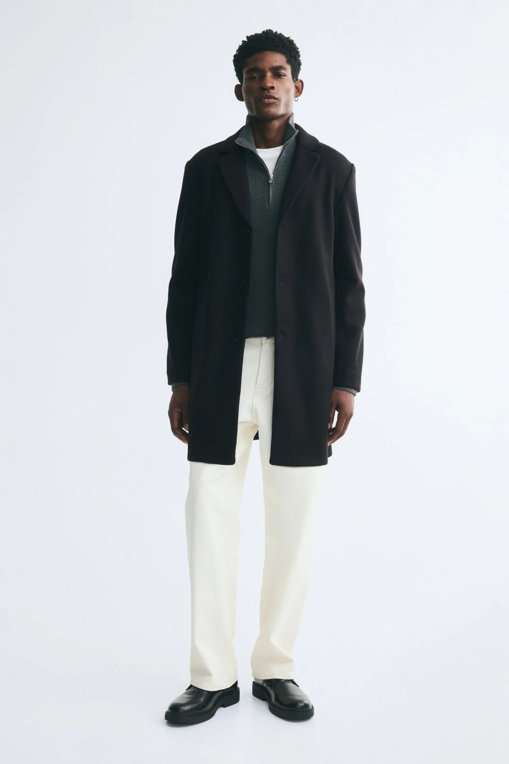 Manteau à fermeture droite - Noir