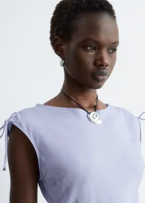 Robe midi évasée en lin - Lilas — photo 3
