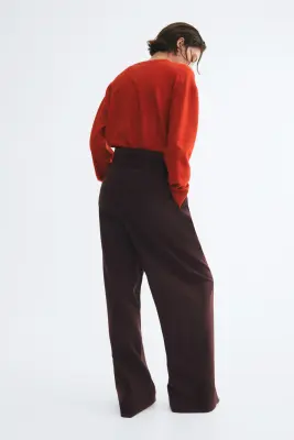 Pantalon paper bag avec ceinture - Marron foncé — photo 3