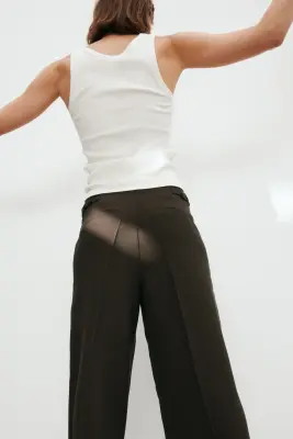Pantalon chic à jambes larges - Marron foncé — photo 2