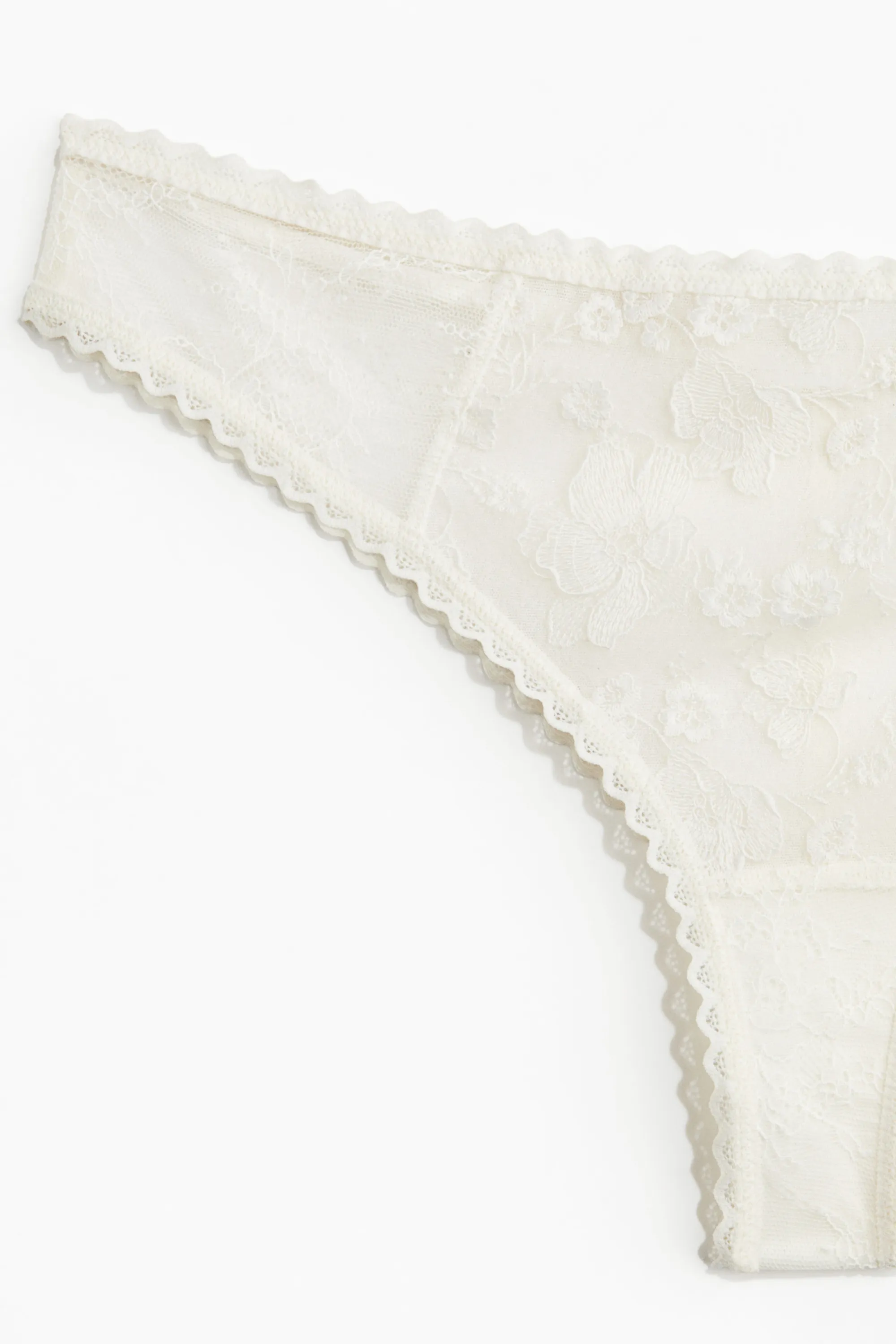 Culotte Brazilian brodée avec dentelle - Crème