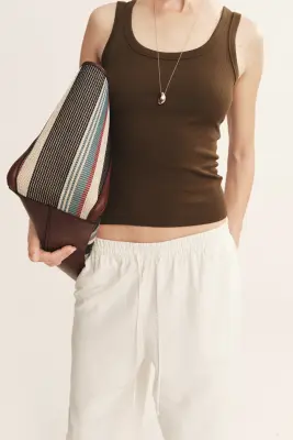 Pantalon en lin mélangé - Blanc — photo 1