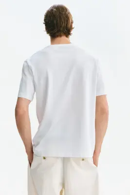 T-shirt Regular Fit en coton pima - Blanc — photo 3