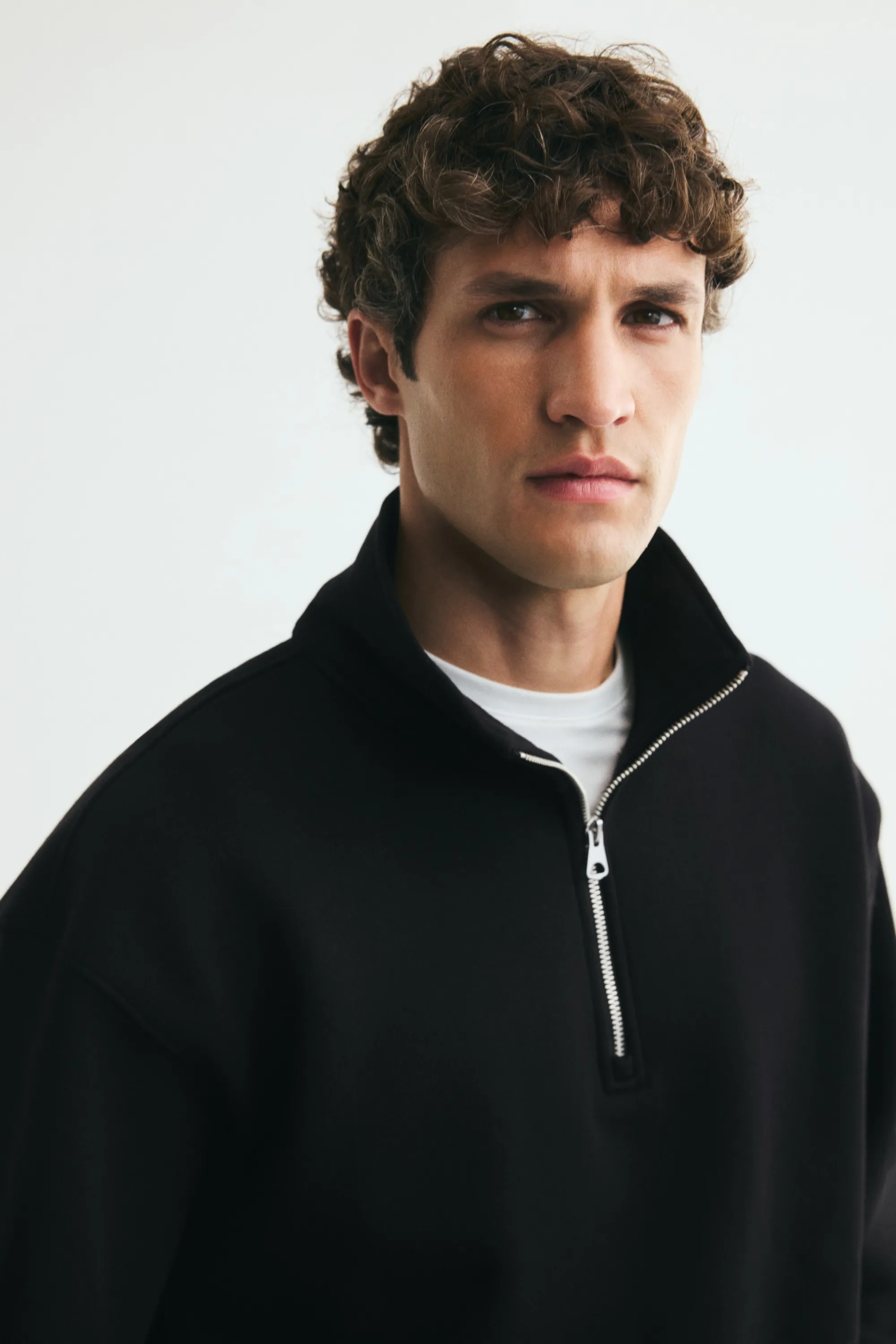 Sweat Relaxed Fit avec col zippé - Noir