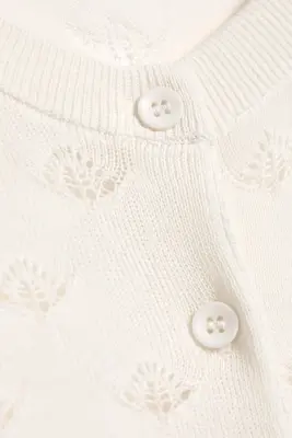 Cardigan confectionné en maille pointelle - Blanc — photo 3