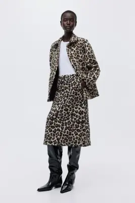 Jupe midi - Beige/imprimé léopard — photo 1