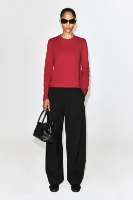 T-SHIRT À MANCHES LONGUES ÉPURÉ - ROUGE — photo 2