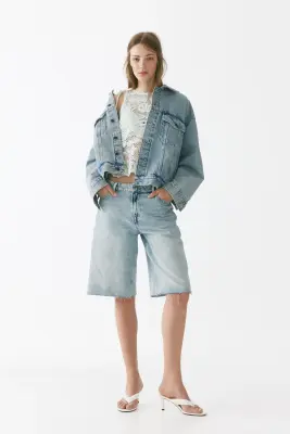 Short Bermuda en denim - Bleu denim clair — photo 1