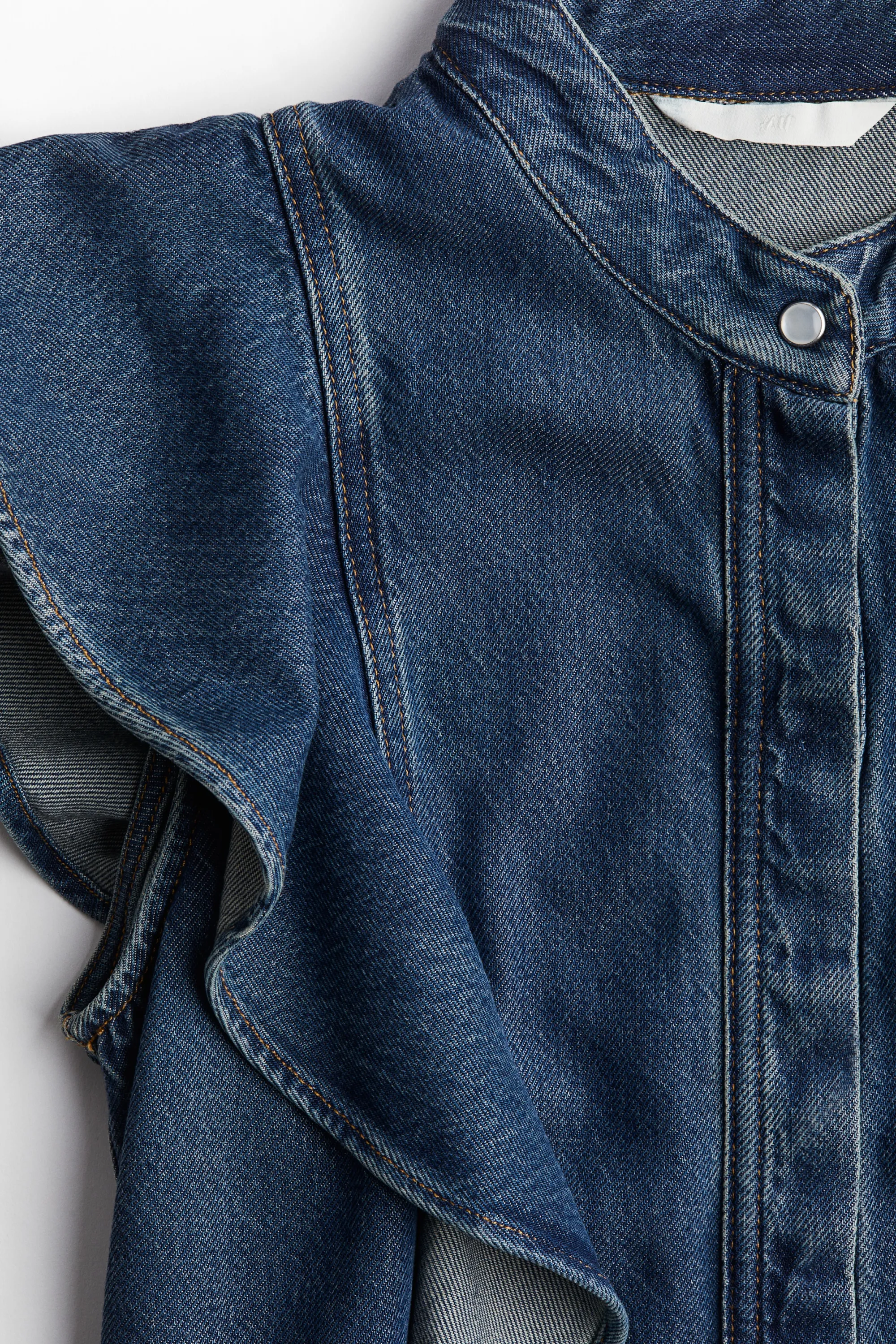 Robe volantée en denim - Bleu denim