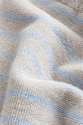 Robe de chambre en coton éponge - Gris clair/rayures bleues — photo 2