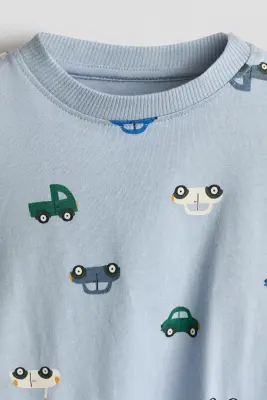 Lot de 3 T-shirts à manches longues en coton - Bleu ancien/voitures — photo 3