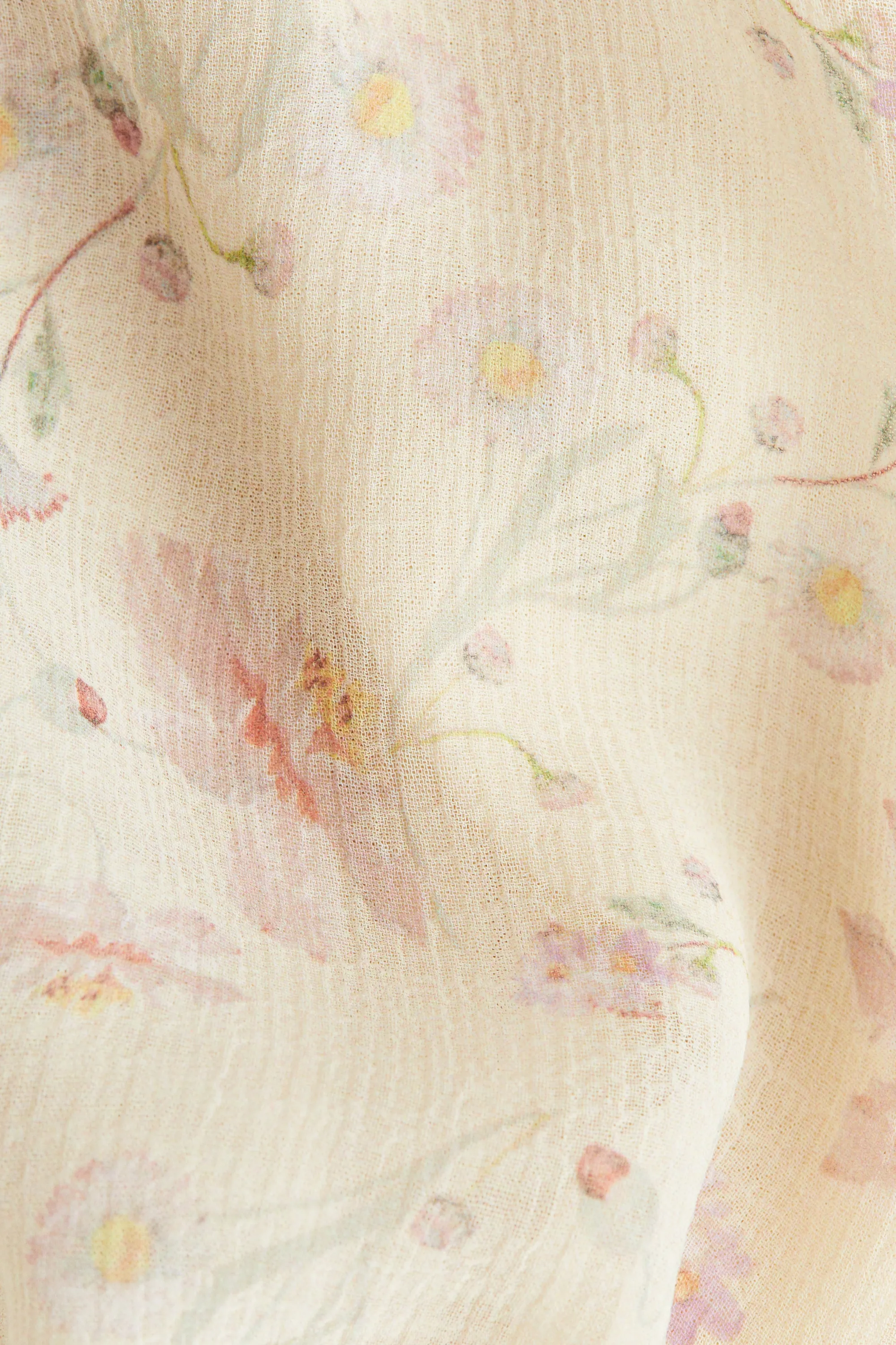 Robe volantée à bretelles fines - Beige clair/fleuri