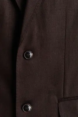 Veste Regular Fit en lin mélangé - Marron foncé — photo 5