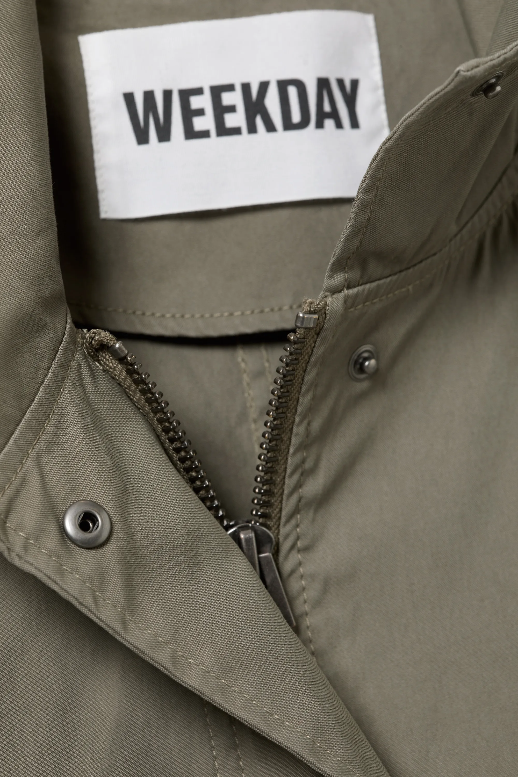 Parka oversize en toile canvas à col cheminée - Vert kaki