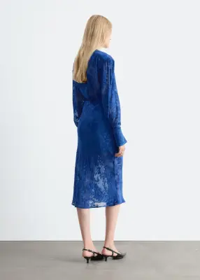 Robe en mélange de mousseline et de soie - Bleu/Imprimé floral — photo 5