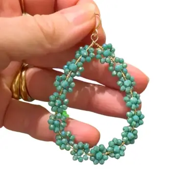 Boucles d'oreilles Fleurs Verte — photo 2