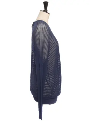 Pull oversize en crêpe de coton bleu marine Prix boutique 660€ Taille 36 à 38 — photo 4