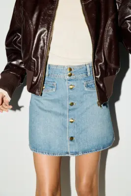 Minijupe trapèze en denim - Bleu denim — photo 3