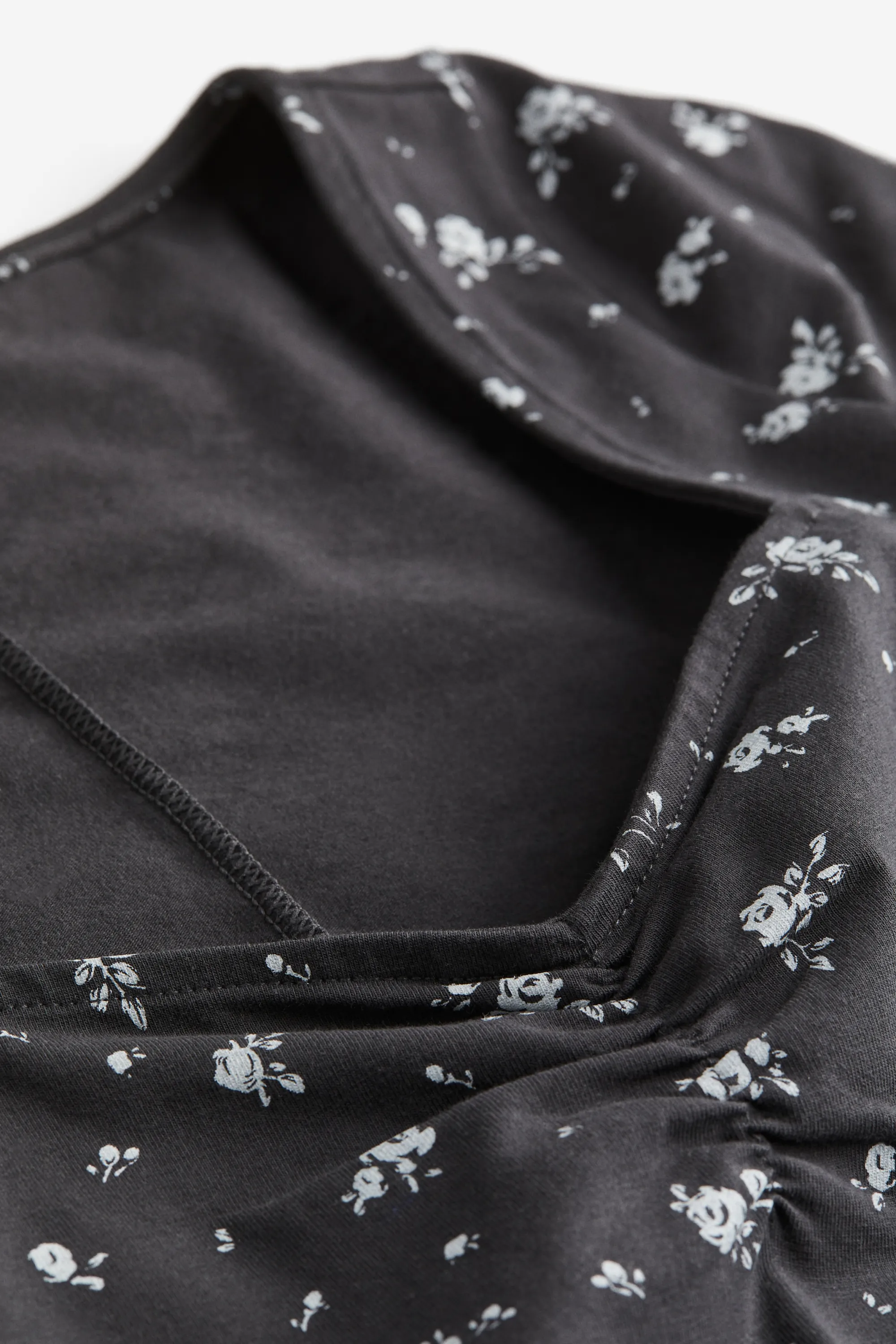 Robe à mancherons en jersey - Noir/fleuri