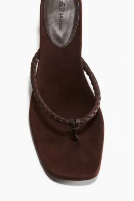 Sandales à talon en cuir velours - Marron foncé — photo 2