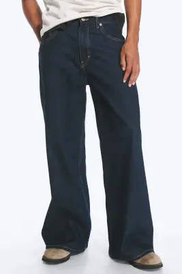 Jean large ample taille standard unisexe Solar - Blue Rinse – Bleu foncé — photo 1