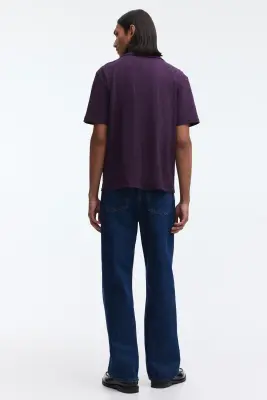 Chemise Regular Fit avec col cubain - Violet foncé — photo 3