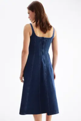Robe midi en denim - Bleu denim — photo 2